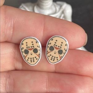 Jason Voorhees stud earrings.  Friday the 13th earrings.